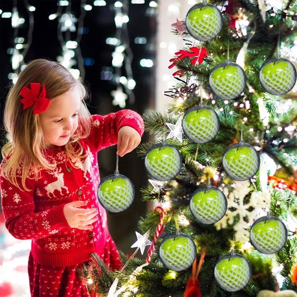 Adorno navideño de bola con forma de manzana, de PVC, para colgar, color verde, 5 cm,Vsgery