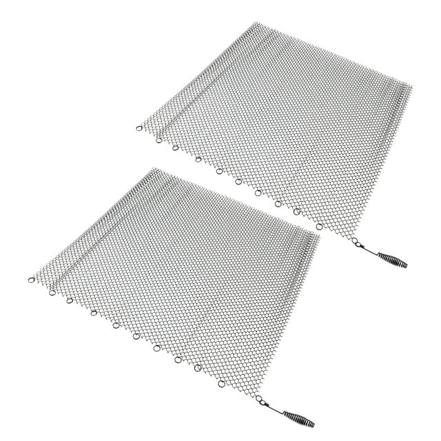 Fireplace Mesh Screen Curtain Wood Screens 2 Wide Panels Black Fireplace Mesh Curtains for Carpet , Wooden Tools for Rug , Fireplace Mesh Screen Curtain