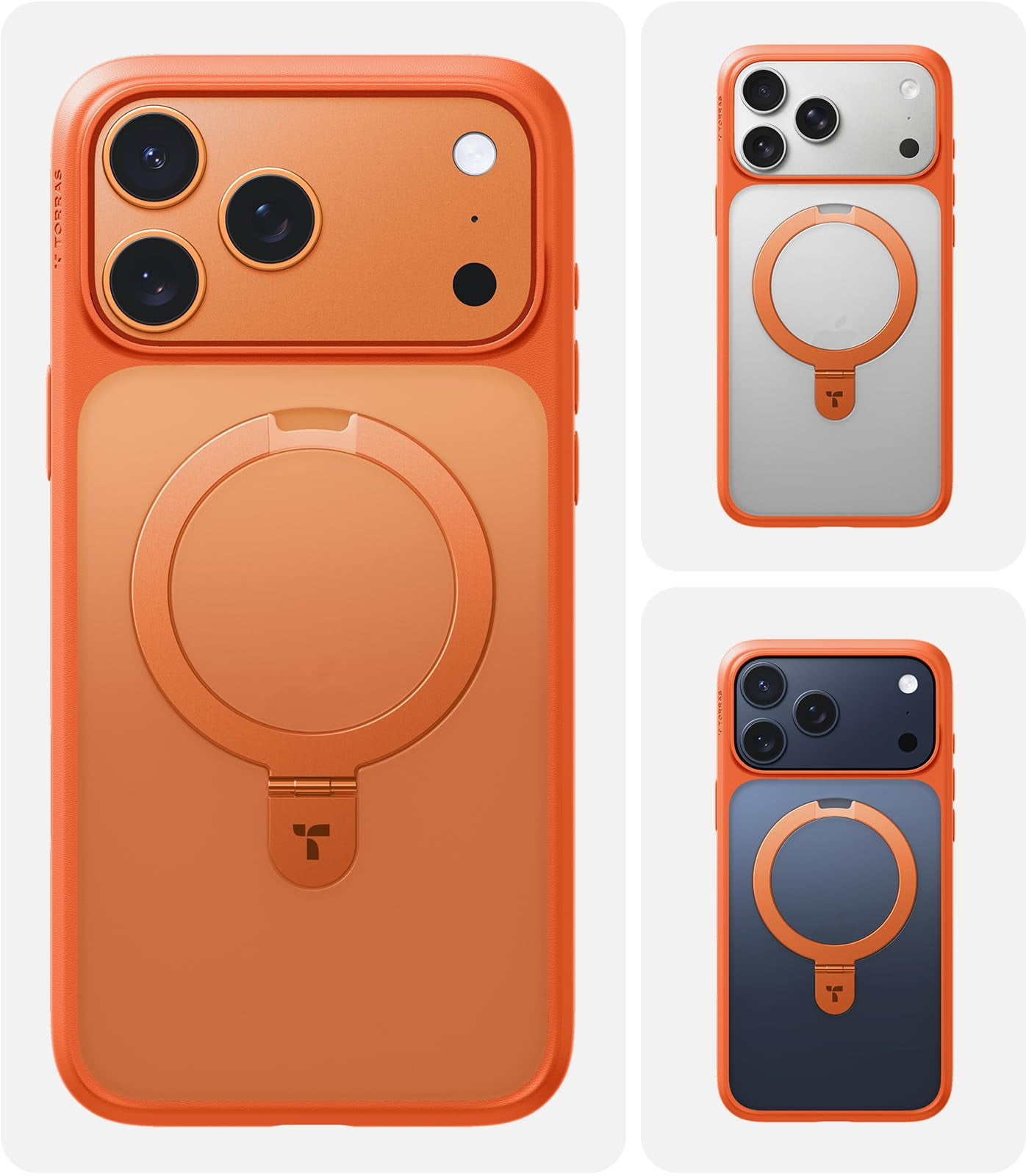 TORRAS Ostand for iPhone 17 Pro Max Case with Sturdy Stand, Camera Control Cover Compatible with MagSafe, Military Grade Protection, Translucent Slim Phone Case for iPhone 17 Pro Max 6.9", Orange