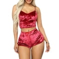 thumbnail image 2 of Conjunto de pantalones cortos de terciopelo sexy para mujer, ropa de dormir, ropa interior, lencería, regalo, rojo, XXL Scienceny XX000204-14, 2 of 7