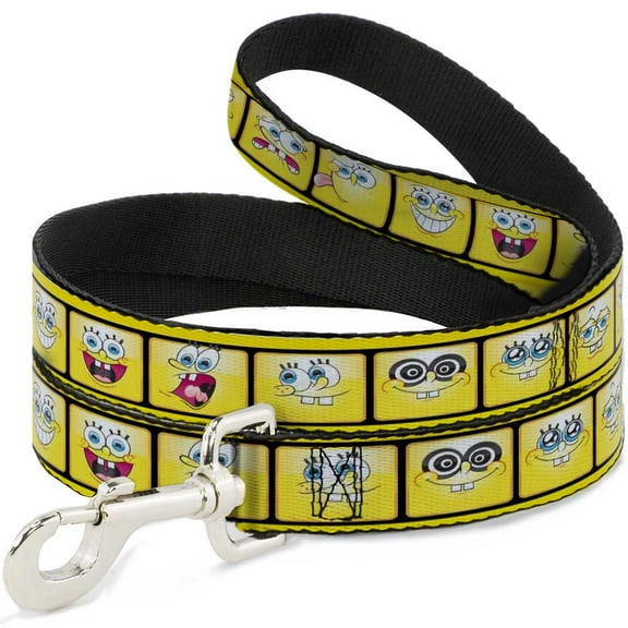 Nickelodeon Pet Leash, Dog Leash, SpongeBob Expressions Filmstrip Yellows Black White, 4 Feet Long 0.5 Inch Wide