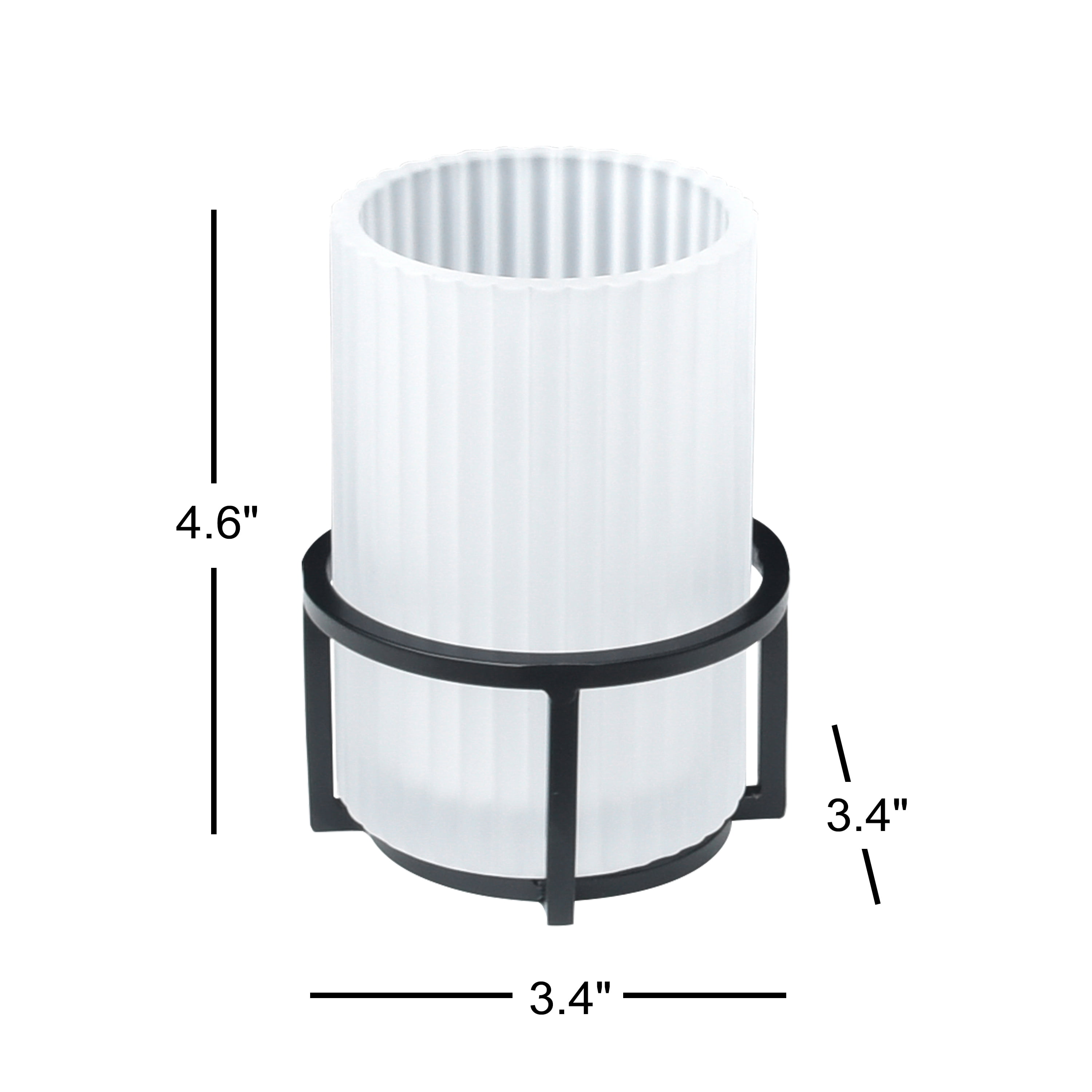 Better Homes & Gardens Ribbed Glass and Metal Toothbrush Holder, White with Black Accents