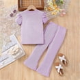 thumbnail image 4 of HCNTES Kids Girls Spring Summer Clothes 2 Piece Outfit Set T-Shirt Top + Cargo Pants Little Girl School Clothing Set Size 3T 4T 5T 6T 7T(H03-Purple,4-5 Years), 4 of 4