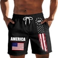 thumbnail image 2 of Mens Casual Shorts Independence Day Print Short Pant with Drawstring Patriotic Beachwear Holiday Beach Shorts Black XXXXXL, 2 of 5