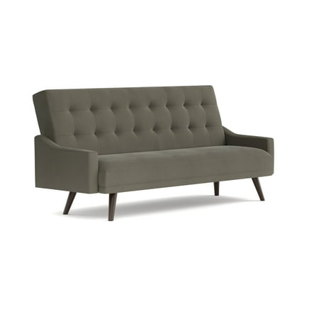 Handy Living Ophir Click Clack Mink Grey Velvet Futon Sleeper Sofa Handy Living Ophir Click Clack Mink Grey Velvet Futon Sleeper Sofa