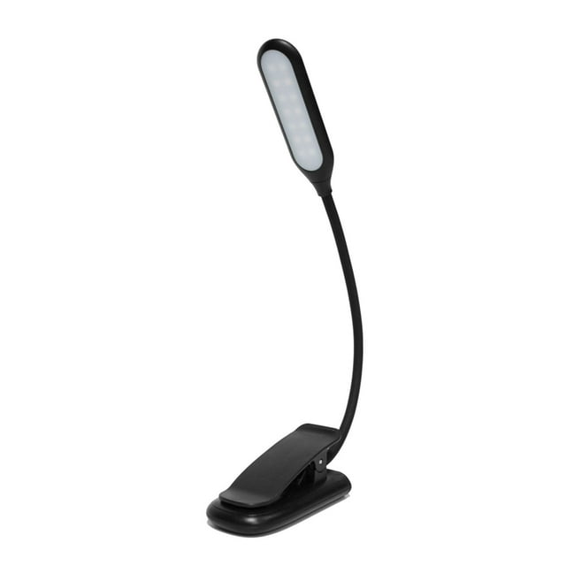 TFixol Lampe de Lecture à Pince LED Rechargeable par USB avec Luminosité Réglable, 14 Perles, Batterie 1000 mAh, Commande Tactile, Options Noir/blanc