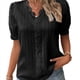 thumbnail image 1 of Blusa Elegante de Encaje con Cuello en V y Corta para Mujer Negro L, 1 of 8
