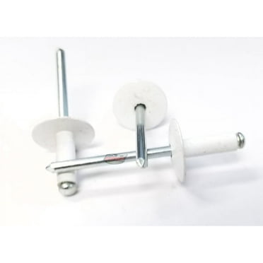 White 3/16" Rivet Large Flange Aluminum Head Steel Mandrel Blind Pop Rivets 50 pk