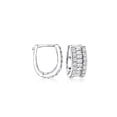 thumbnail image 3 of Ross-Simons 1.40 ct. t.w. Baguette and Round CZ Huggie Hoop Earrings in Sterling Silver, Women's, Adult, 3 of 5