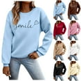 thumbnail image 5 of Ahdbta Sweatshirts for Women Trendy Letter Printed Long Sleeve Casual Pullover Tops Loose Fit Crewneck Warm Workout Tunic Tops, 5 of 5