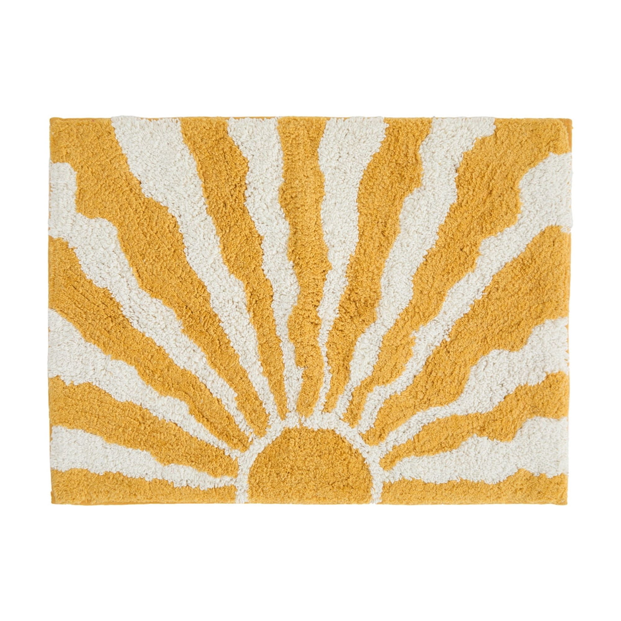 Noble Linens Modern Pattern Cotton Bath Mat, 24 in x 17 in, Sunrise Yellow