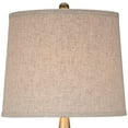 thumbnail image 3 of 360 Lighting St. Claire Modern Mid Century Table Lamp 30 3/4" Tall Wood USB Charging Port Fabric Drum Shade for Bedroom Living Room Office House Home, 3 of 9