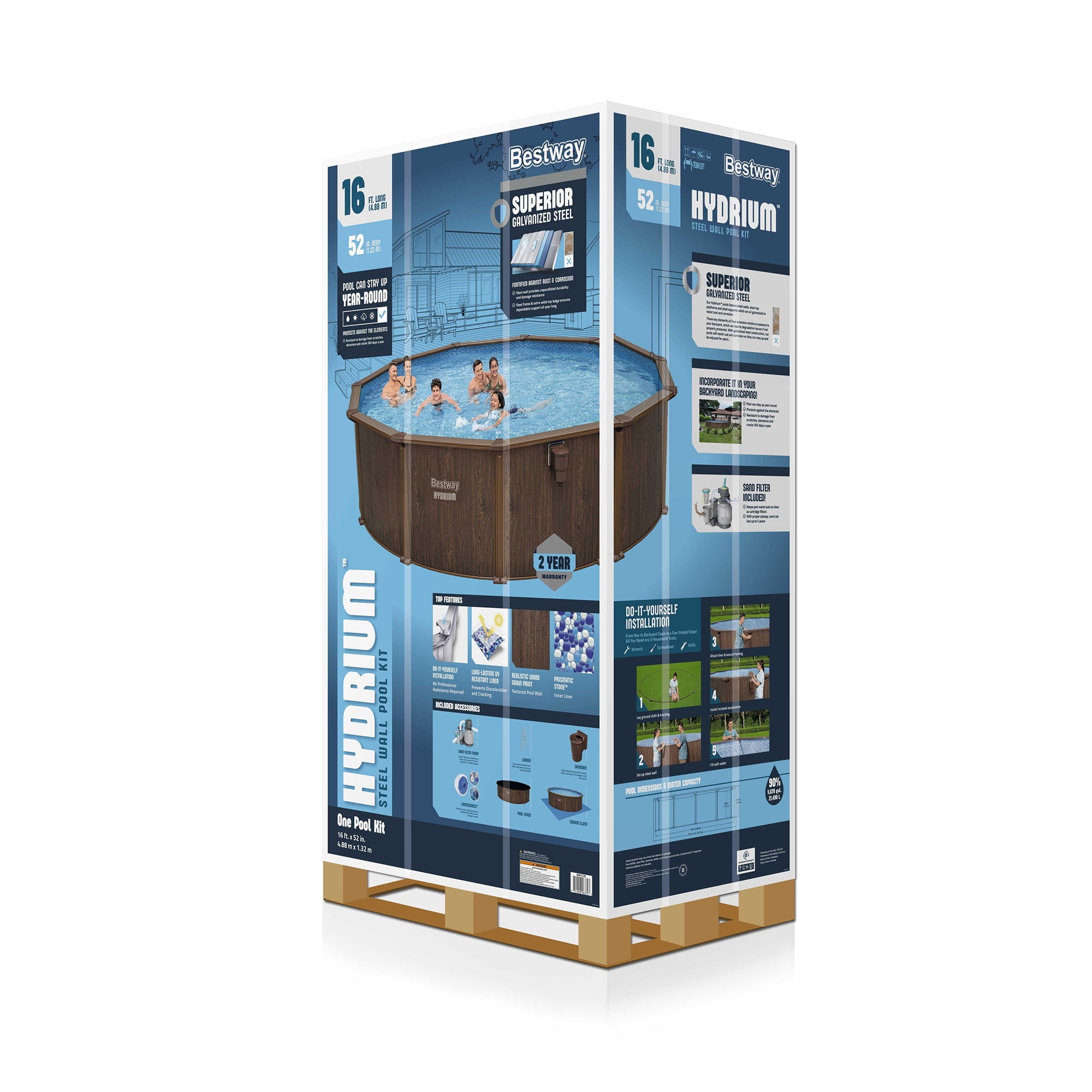 Bestway Hydrium Steel Wall Round Above Ground Pool - 16 x 52 in
