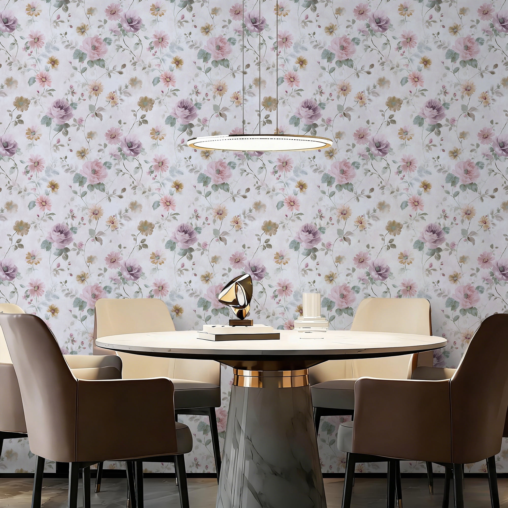 (2 pack) Abyssaly Floral Wallpaper Peel and Stick 17.3"×118" Vintage Watercolor Floral Self Adhesive Textured Wall Paper Contact Paper Home Decor Wall Covering Old Furniture Renovation