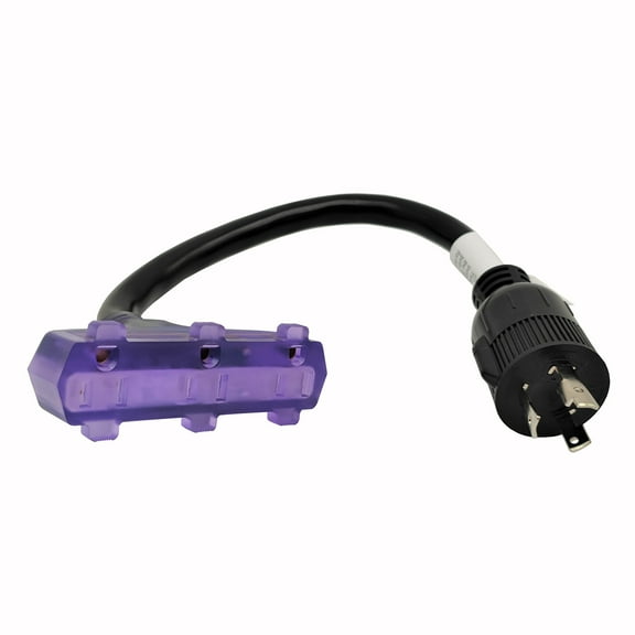 Parkworld 62695 AC Power Adapter Cord NEMA L6-30P Male to (3)5-15R Household Tri Outlet 15 AMP Female x3, 125 Volt 1.5FT