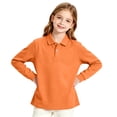 thumbnail image 6 of Girls School Uniform Long Sleeve Polo Shirt Kids Collared Golf Pique Polo Shirts Back to School Fall Clothes Orange,9-10 Years, 6 of 8