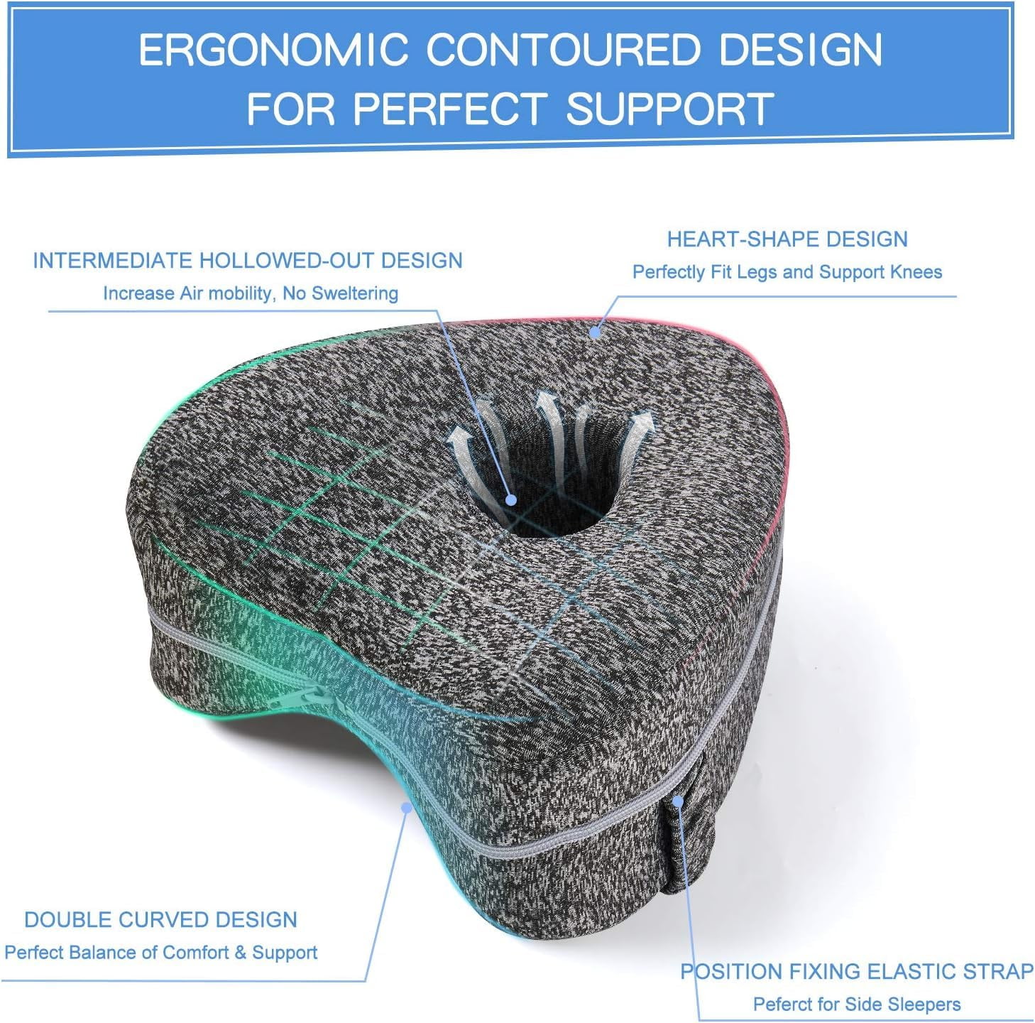 Alignment Pillows for Side Sleepers, Relieve Hip Pain & Sciatica, Leg Alignment Pillow for Side Sleepers, Hip Alignment Pillow (Blue)