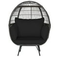 thumbnail image 1 of Gymax Patio Rattan Wicker Lounge Chair Oversized Outdoor Metal Frame Egg Chair w/ 4 Cushions Black, 1 of 4