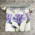 thumbnail image 3 of Ambesonne Flower Quilted Bedspread Set 3 Pcs, Romantic Summer, Queen Size, White Violet Green, 3 of 3