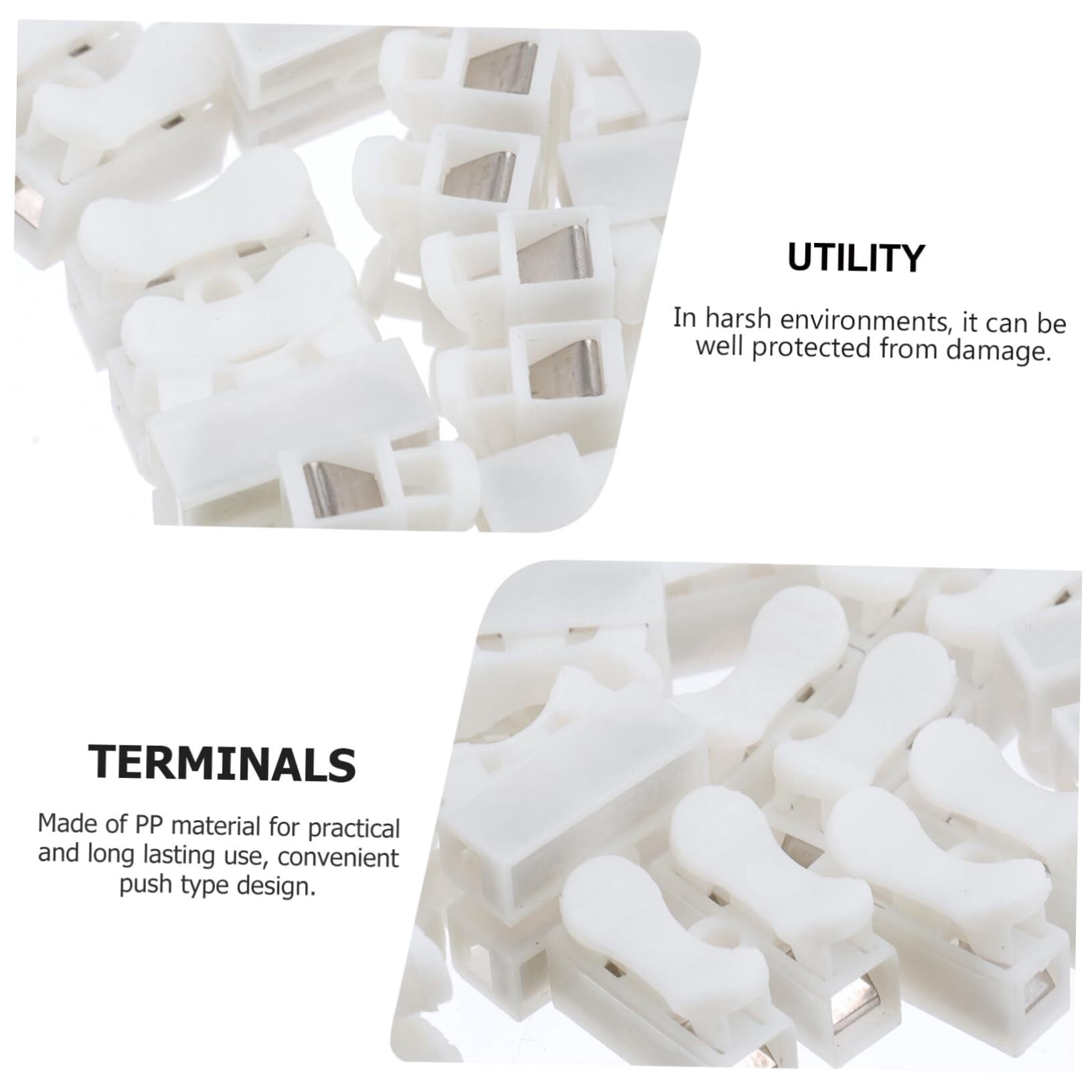 500pcs Two-Position Terminal Quick Connector Spring Wire Connector Wire Quick Connectors Terminal Block Connector Electrical Ring Terminals Screw Terminal Block Push Pp White