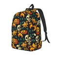 thumbnail image 1 of Vsdgher Halloween Skull Print Canvas Backpack Travel Rucksack Unisex Knapsack 15.7/17.7Inch Laptop Backpack for Work,College-Small, 1 of 5