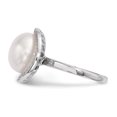 thumbnail image 3 of 925 Sterling Silver Rhodium 11-12mm White Button Freshwater Cultured Pearl Cubic Zirconia Ring Size 7, 3 of 7