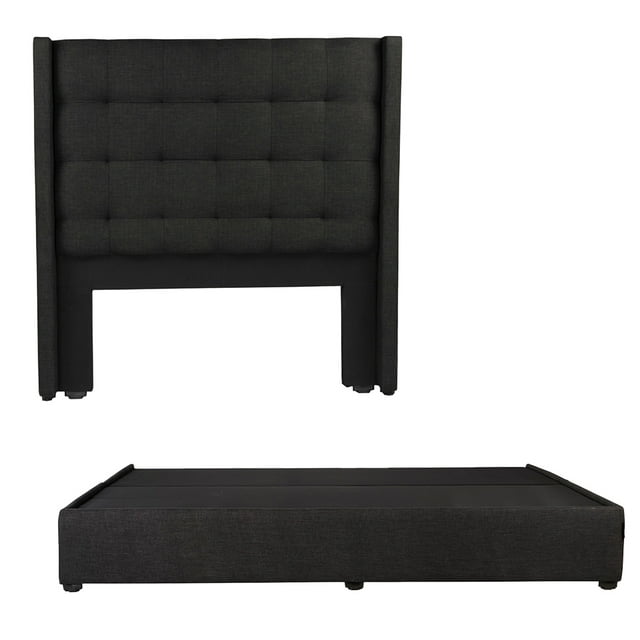 Box Base Cama King Size + Cabecera Titan Negro