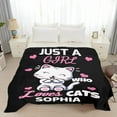 thumbnail image 2 of Custom Just Girl Loves Cats Blanket Personalized Throw Blankets Add Your Own Name Customized Flannel Throws for Men Women Gift 60 in x 80 in Large for Adults, 2 of 6