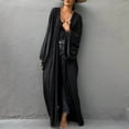 thumbnail image 2 of yillto Womens Long Coverups Long Sleeve Button down Side Split Cardigan Swimsuit Cover up Summer, 2 of 6