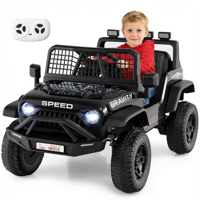 Gymax 24V Ride On Car for Kids Battery Powered Electric Vehicle w/ Parent Remote Control Black