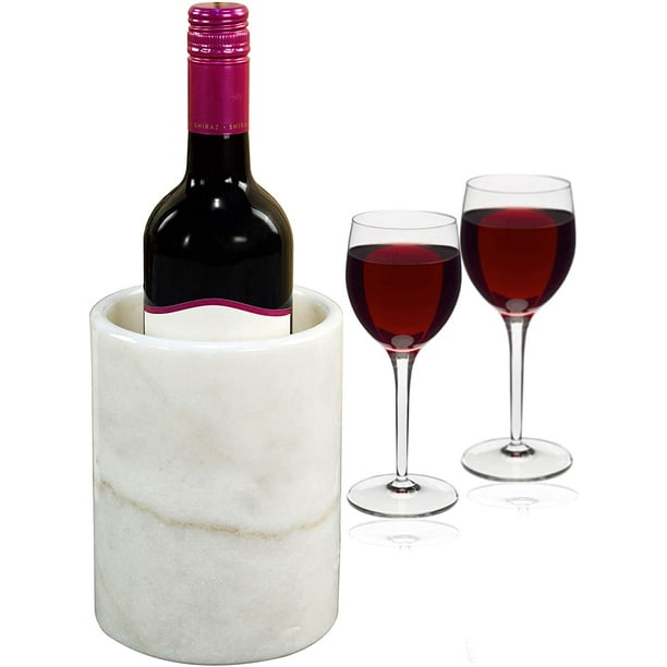Wine Chiller White Table Top Handmade Marble Wine Chillers for Champagne Tall 5x5x6.5 Inch