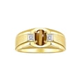 thumbnail image 1 of RYLOS Men's Rings 14K Yellow Gold Classic 7X5MM Oval Gemstone & Diamond Ring Tiger Eye November Birthstone Rings For Men, Gold Rings Size 12, 1 of 7