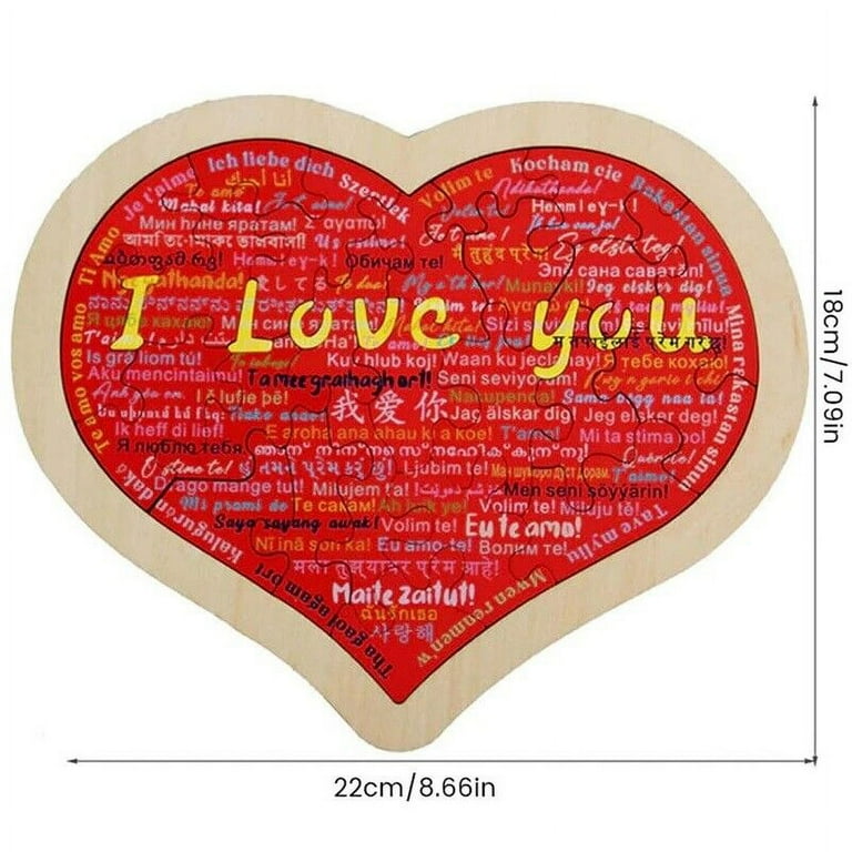 WEISIPU Wooden Heart Puzzle Say I Love You in 100 Languages Jigsaw