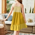 thumbnail image 3 of XADYUY Girls Spaghetti Strap Dresses Casual A-Line Spaghetti Strap Midi Dress Cute Holiday Colorblock Swing Teens Summer Dress,4-5 Years Yellow, 3 of 4