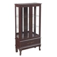 thumbnail image 3 of Elegant Corner Curio Cabinet - Illuminated Glass Cabinet with Adjustable Shelves - Versatile Storage Spaces with 2 Doors & 1 Drawer, Cherry, 3 of 11