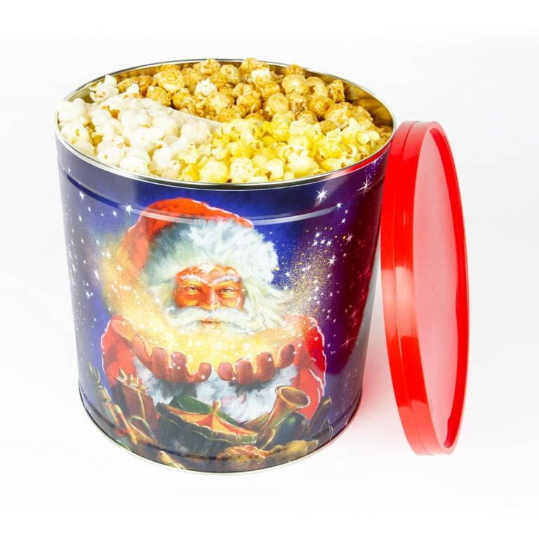 Great Value Holiday Popcorn Tin, Santa Magic Design, 3 Assorted Flavors, 21  Ounces 