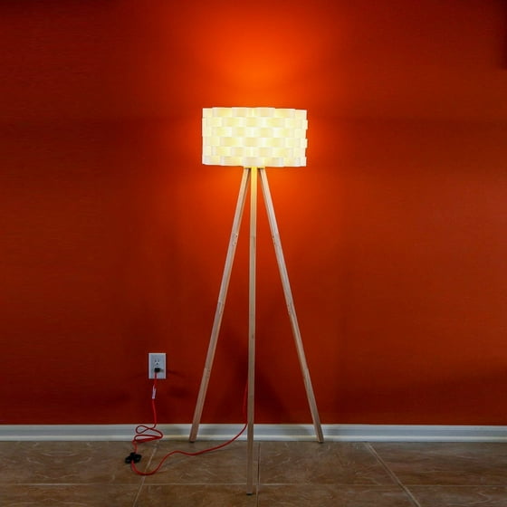 Brightech Bijou Tripod Floor Lamp Contemporary Design For Modern Living Rooms Soft Ambient Lighting Made With Natural Wood