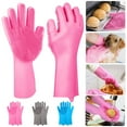 thumbnail image 6 of Silicone Cleaning Supplies, Dishwashing Gloves Reusable Gloves Non-Slip Rubber Gloves 3 Color, 6 of 10