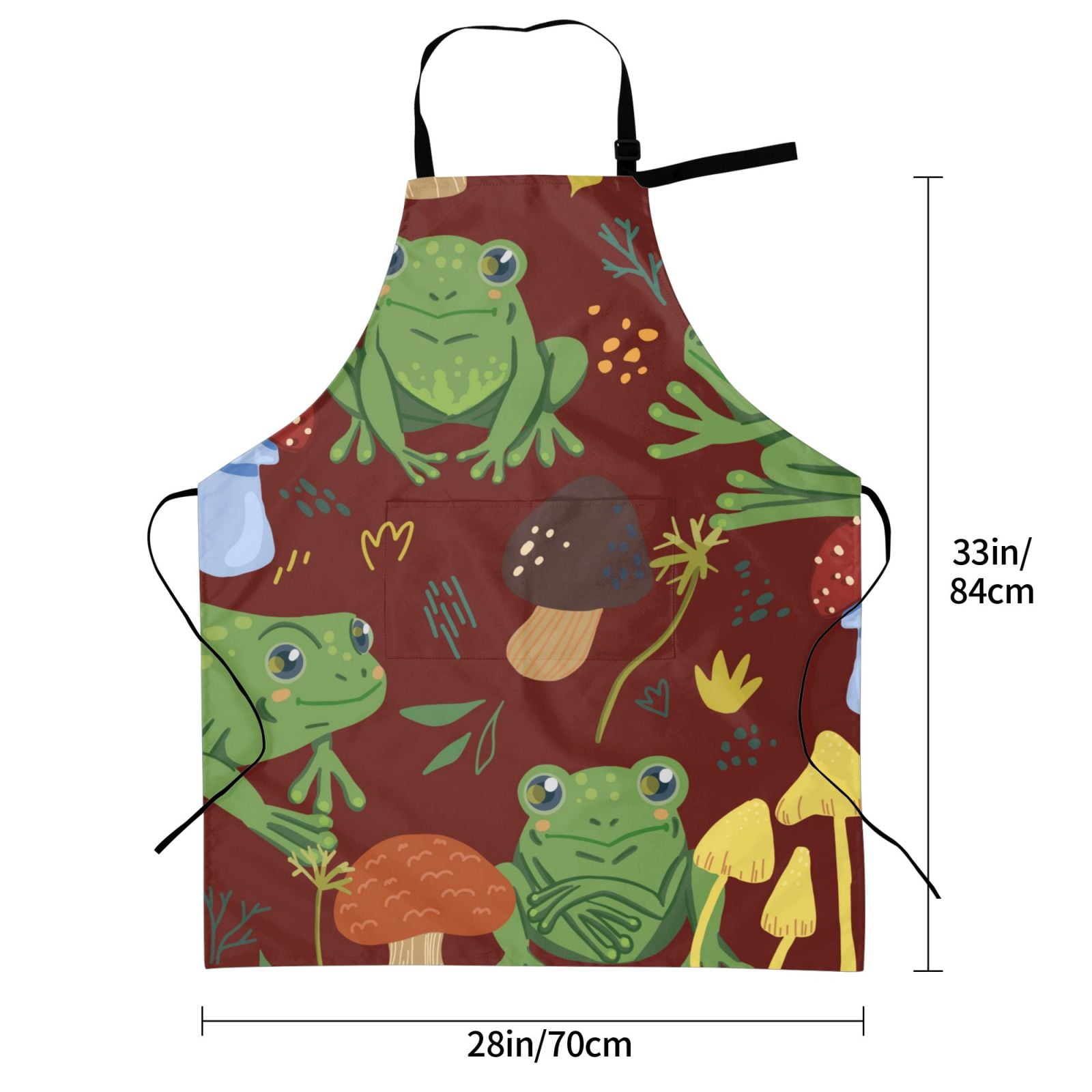Kdxio Frogs and Mushrooms Apron with Pockets Adjustable Kitchen Aprons for Men Women Waterproof Aprons for Cooking,Drawing,Crafting, Baking Household Cleaning