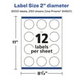 thumbnail image 6 of Avery Matte White Round Labels, 2" Diameter, 3,000 Labels, 6 of 8