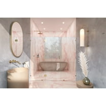 Glass Warehouse  78" x 90.5" Frameless 3 Panel Inline Shower Door Polished Brass Brass Finish