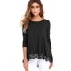 thumbnail image 2 of Popular casual suelto cuello redondo manga larga dobladillo encaje damas camiseta MABOTO Vino tinto XL, 2 of 5