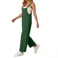 thumbnail image 5 of Womens Bib Overalls Cotton Linen Wide Leg Jumpsuits with Pockets Casual Beach Vacation Summer Rompers (L, Green), 5 of 8