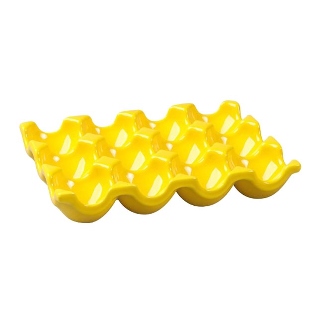 Ceramic Egg Box Egg Tray Holder Non Slip Egg Storage Organizer for Fridge Refrigerator Kitchen Worktop Countertop Decorative Accessories Holds 12 Chicken Eggs