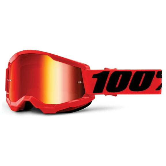 100 % Strata 2 Junior Goggles (One Size Fits Most, Red / Mirror Red Lens)