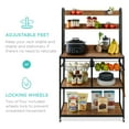 thumbnail image 2 of Best Choice Products 67in Counter-Height Baker's Rack w/ Locking Wheels, Adjustable Feet, 2 Wire Baskets - Brown/Black, 2 of 7
