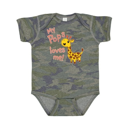 

Inktastic My Pops Loves Me- Cute Giraffe Gift Baby Boy or Baby Girl Bodysuit