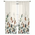 thumbnail image 3 of Teal Brown Botanical Sheer Curtains 84 Inches Long 2 Panels Set, Window Sheer Curtains for Living Room/Bedroom, Pastoral Fall Leaf Light Filtering Rod Pocket Curtain 52'' x 84'' x 2, 3 of 7