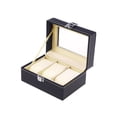 thumbnail image 1 of EeaseCA Watch Box Large 3 Grids Mens Black PU Leather Display Jewelry Case Organizer Gift Box Storage Case with Lock and Mirror, 1 of 8