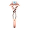 thumbnail image 3 of 1.3125 ct Round Cut Natural Swiss Blue Topaz Solitaire with Simulated Diamond Accents 14K Rose Gold Womens Engagement Ring, 3 of 5